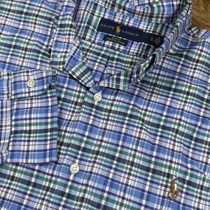Ralph Lauren Men's XL Slim Fit Stretch‎ Oxford Shirt Multicolor Plaid Button Up